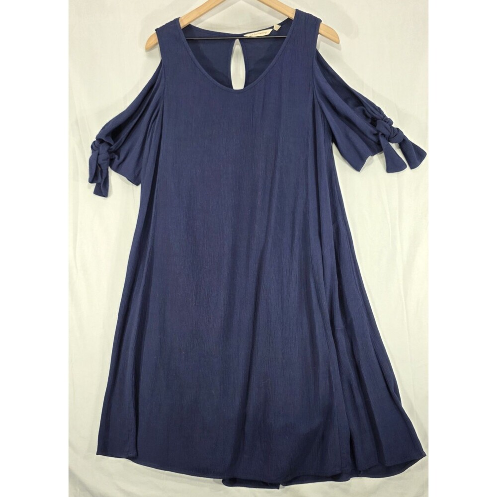 Soft Surroundings Destin Dress Women's M Blue Gauze Pockets Coastal Resort Boho
